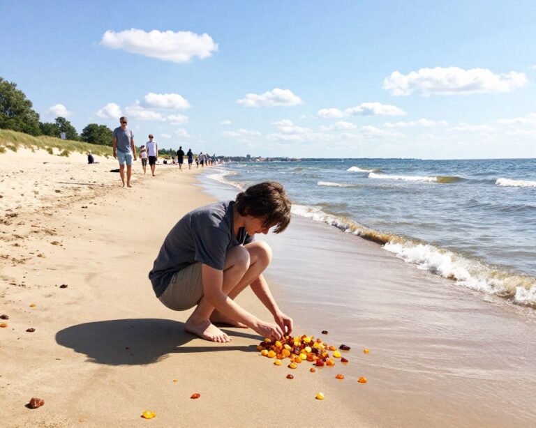 jak zbierać bursztyn plaża Gdańsk