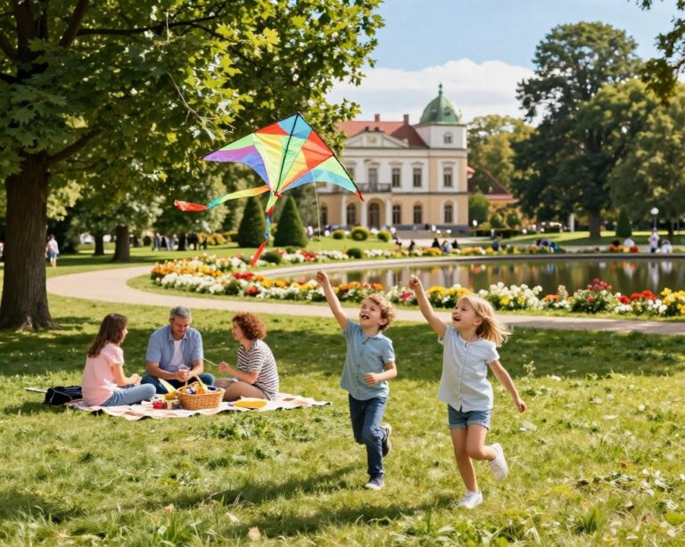park oliwski z dziećmi